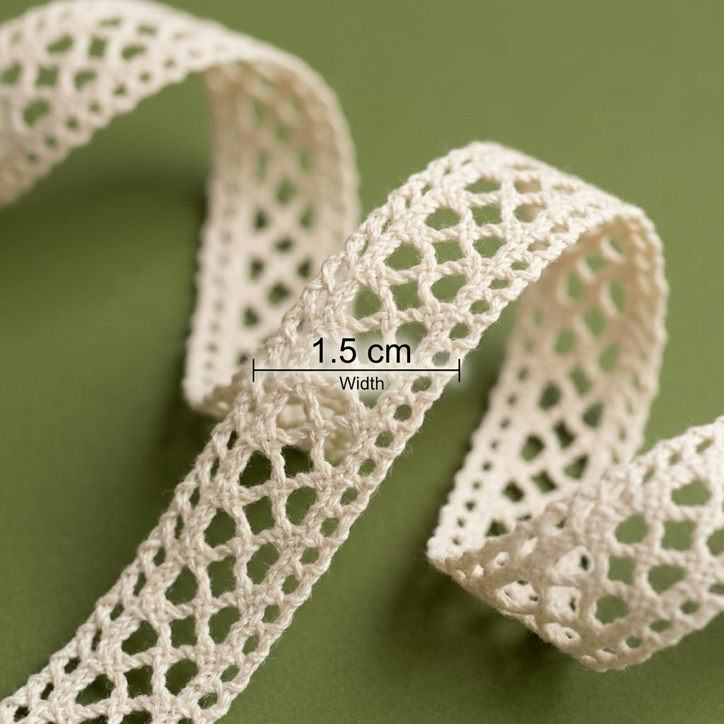 Off-White Diamond Crosshatch Crochet Lace Trim - 5 mtr