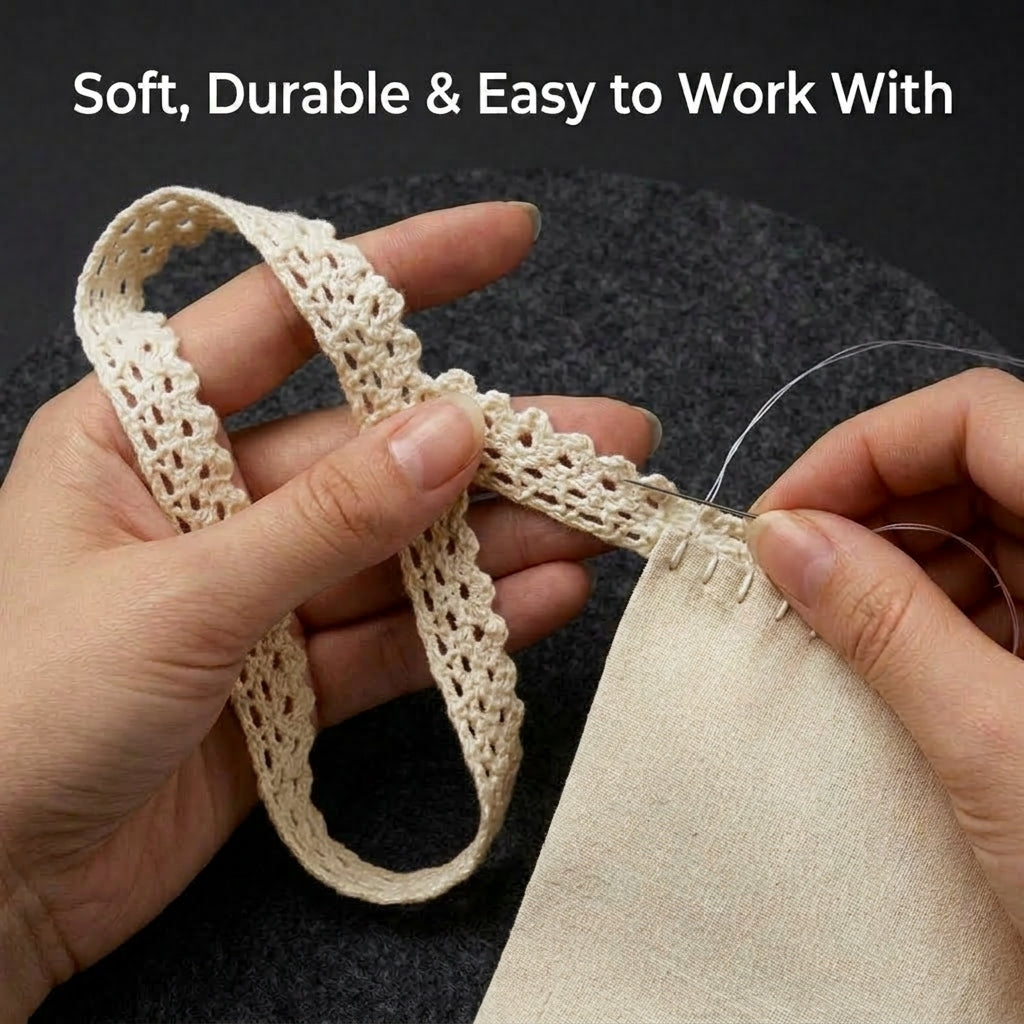 Natural Chunky Cotton Kingri Crochet Lace Trim - 5 mtr
