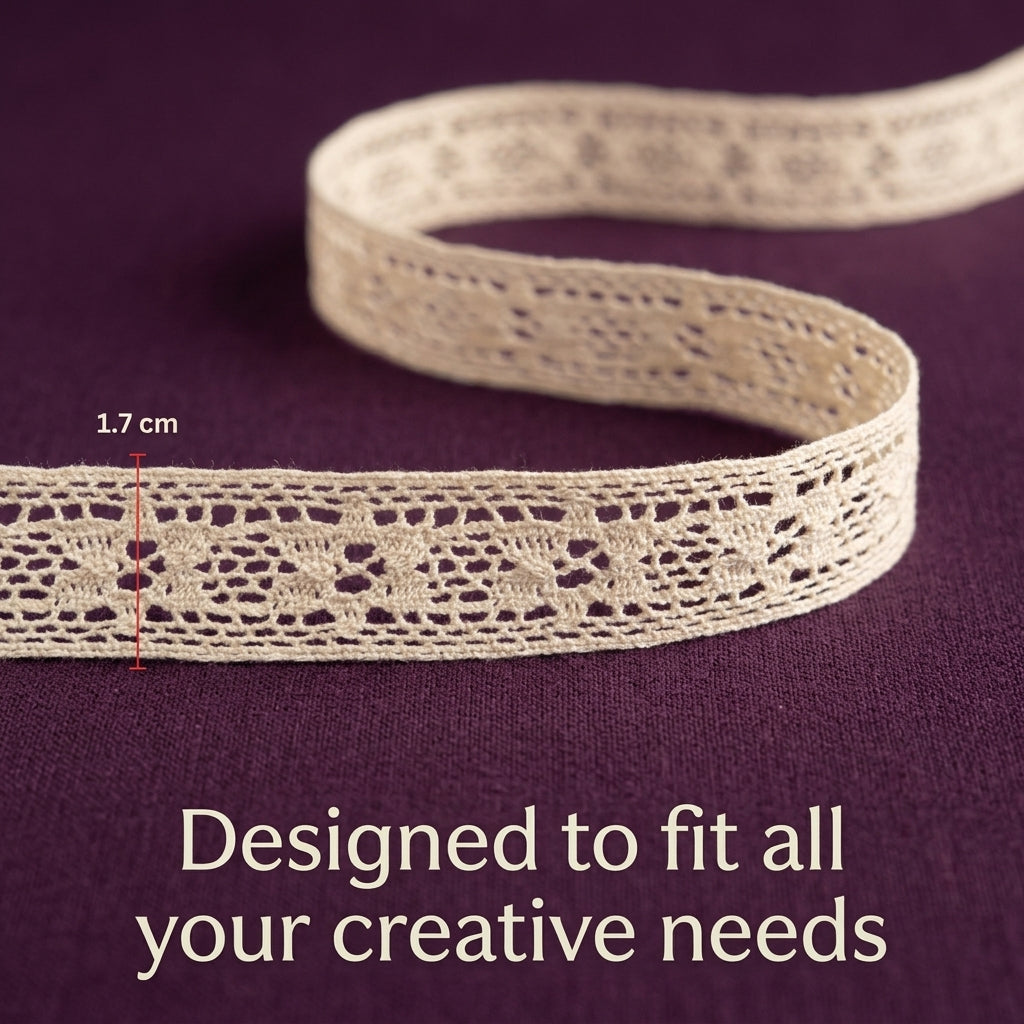 Off White Cotton Crochet Flower Design Lace Trim - 5 mtr