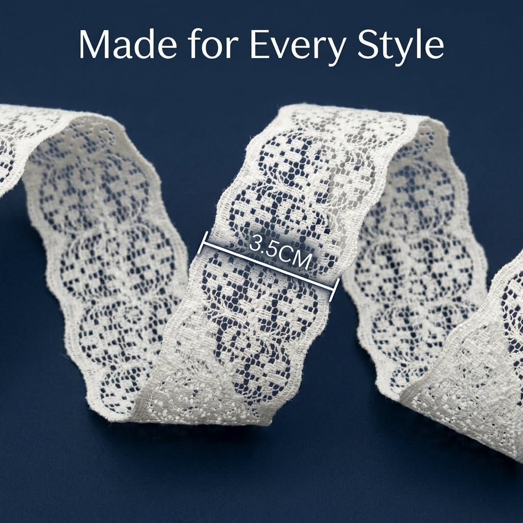 Double Scalloped Medallion Raschel Lace Trim - 5 Mtr