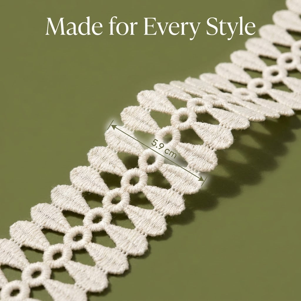 Natural Geometric Chemical Cotton Lace - 5mtr