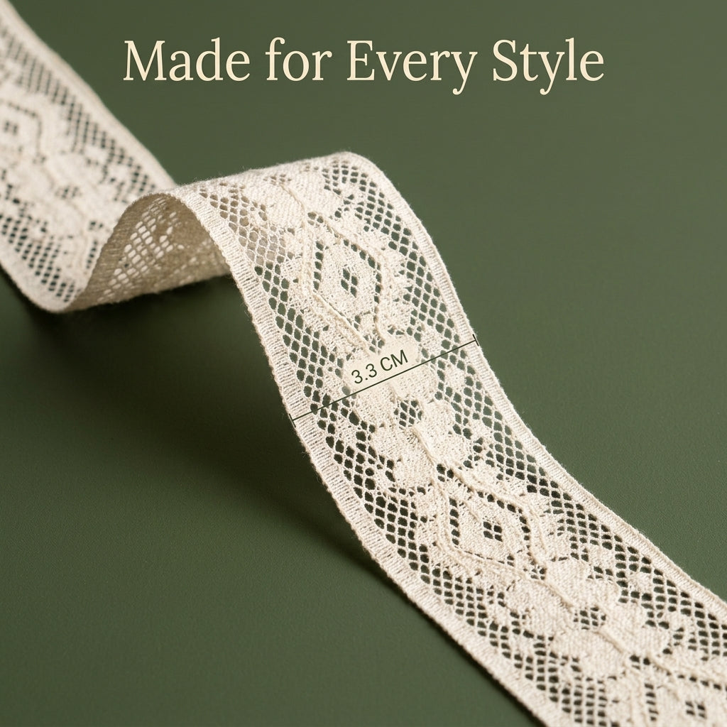 Diamond & Floral Net Raschel Lace Trim - 5 Mtr