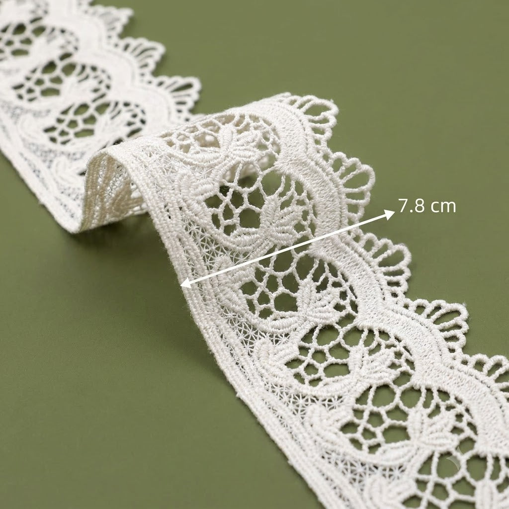 Natural Floral Mesh Chemical Cotton Lace - 5mtr