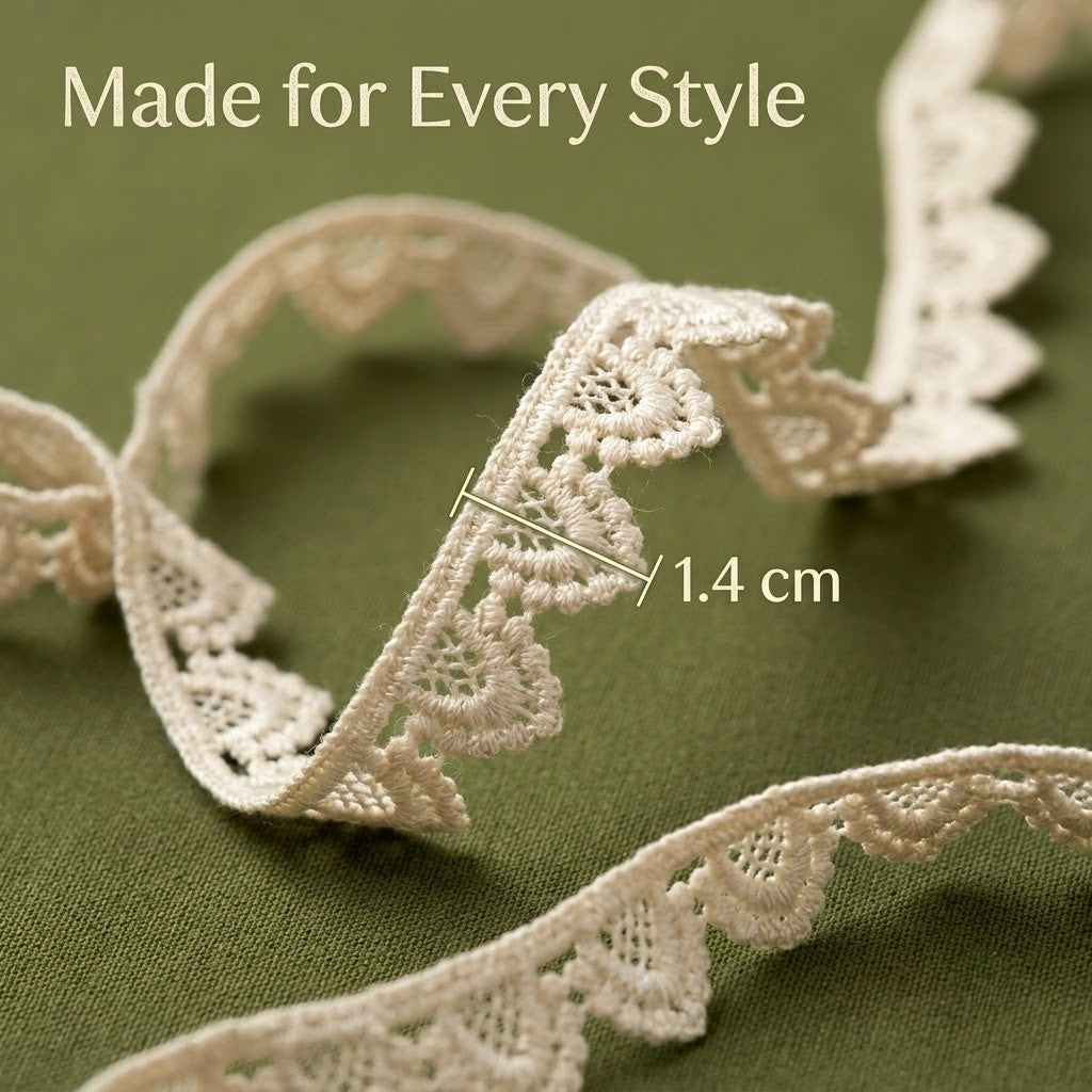 Natural Picot Edge Chemical Cotton Lace - 25 mtr