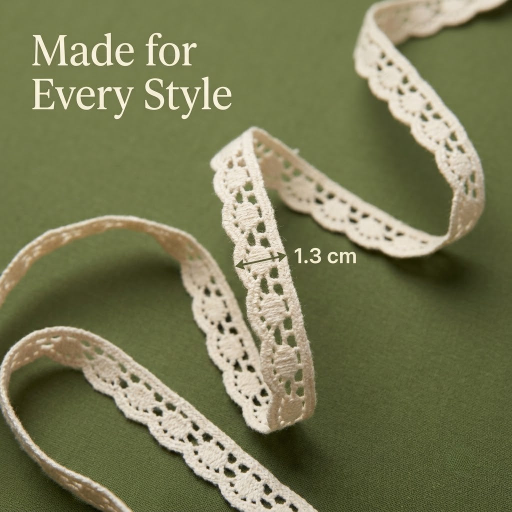 Natural Wave Loop Chemical Cotton Lace - 25 mtr
