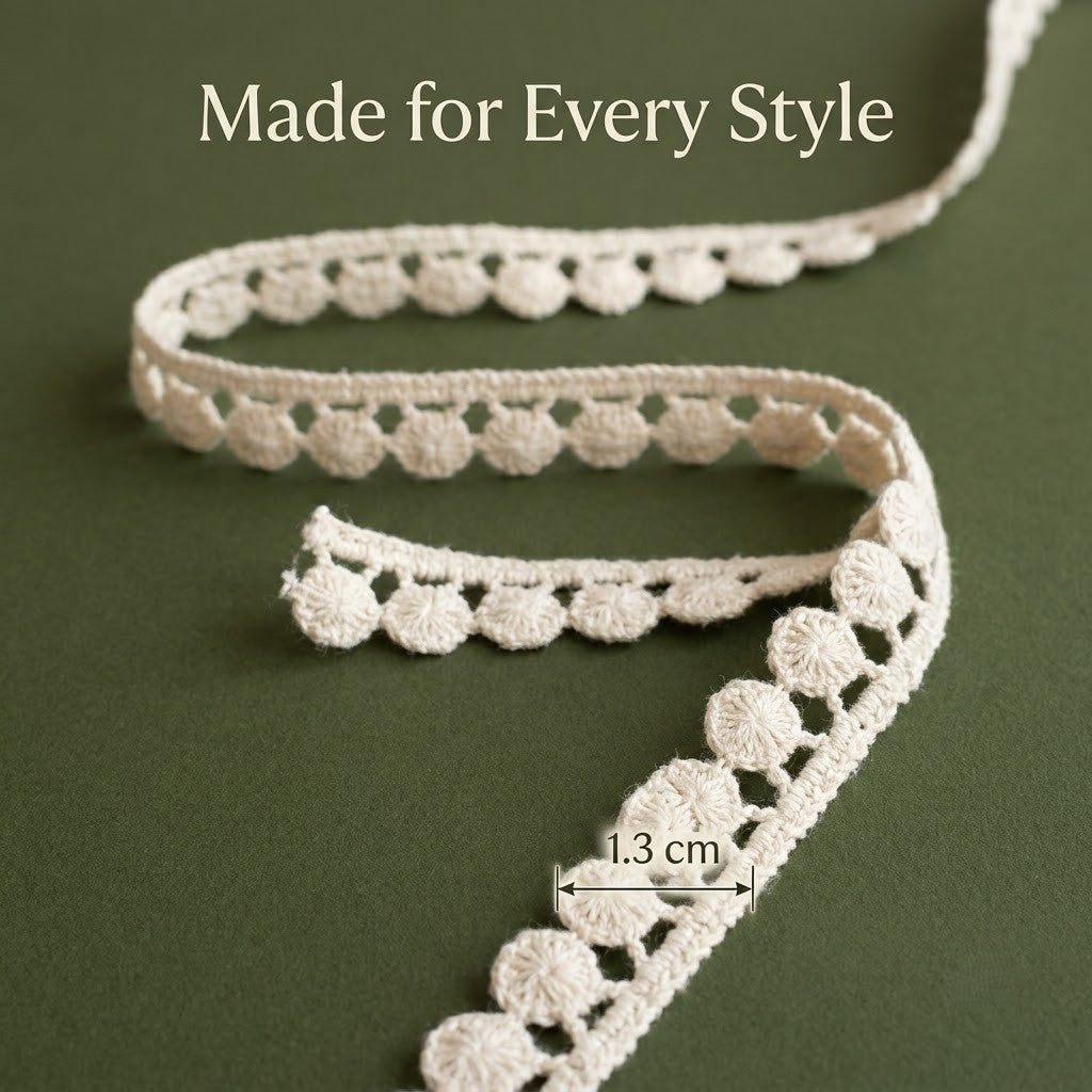 Natural Scalloped Edge Chemical Cotton Lace - 25 mtr