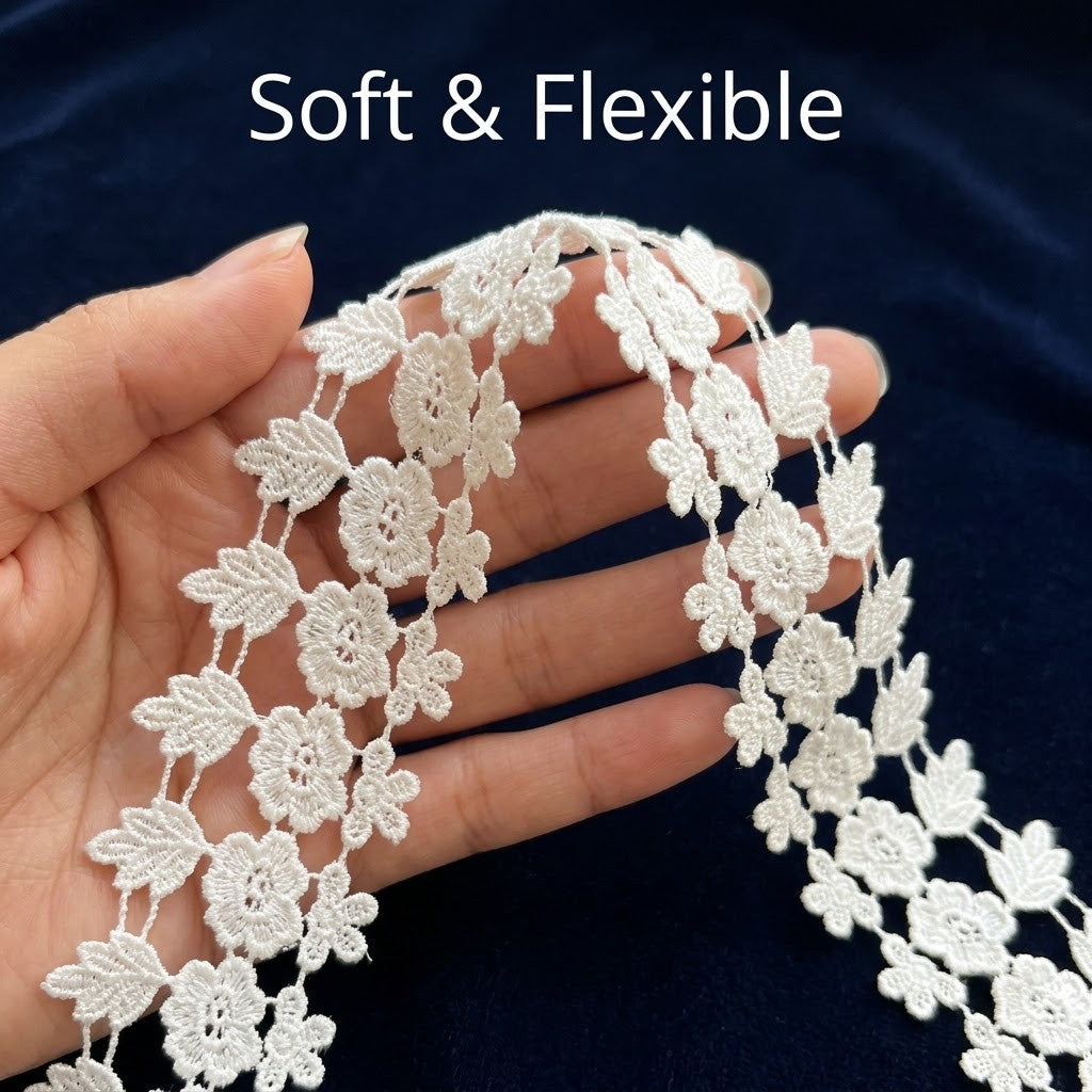 Natural Floral Leaf Chemical Lace - 5 mtr