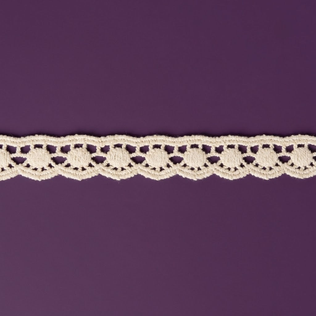 Natural Wave Loop Chemical Cotton Lace - 25 mtr