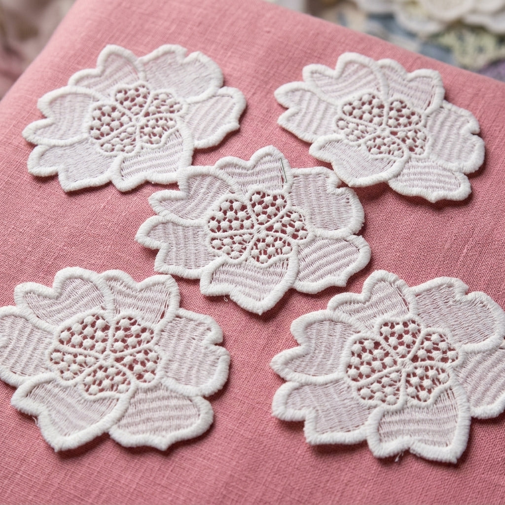 Off White Small Flower Chemical Patches – Pack of 2