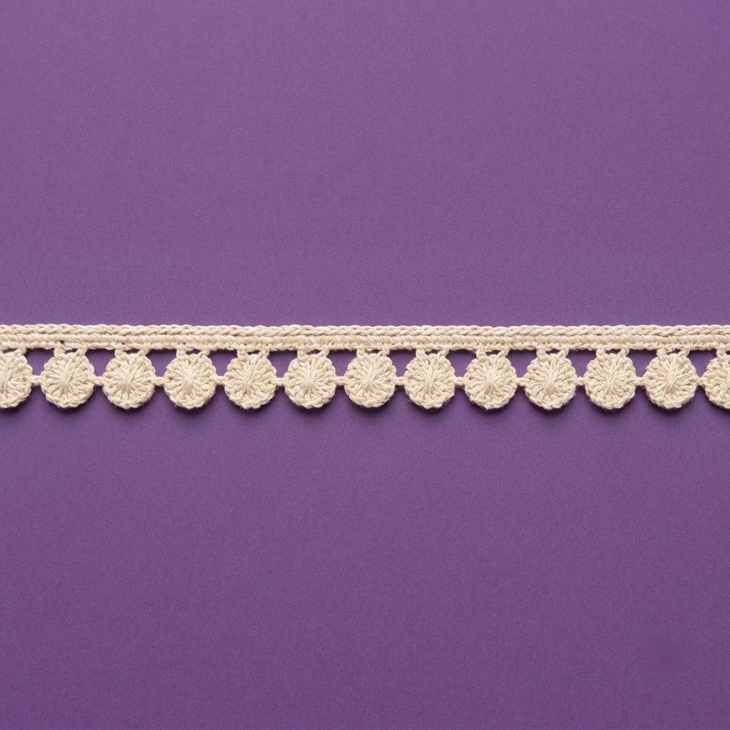 Natural Pom-Pom Chemical Cotton Lace - 100 mtr
