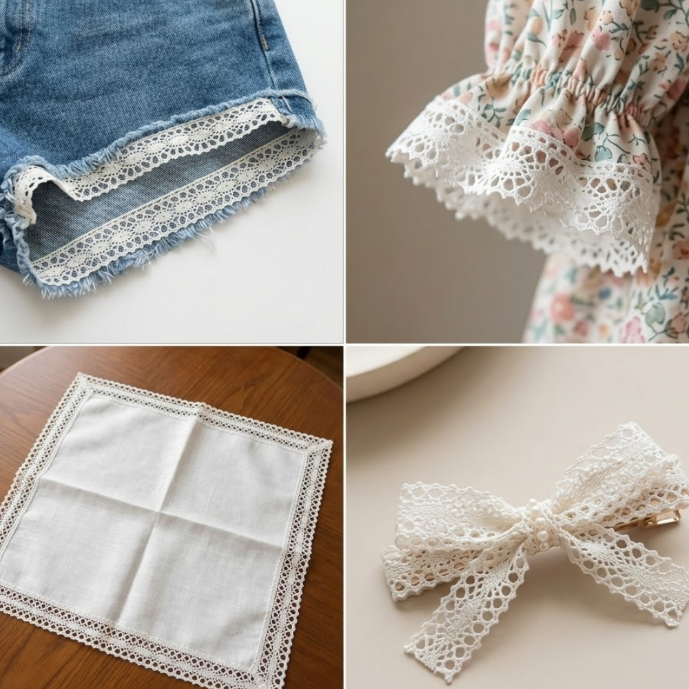 Off White Fine Cotton Crochet Lace Trim - 5 mtr