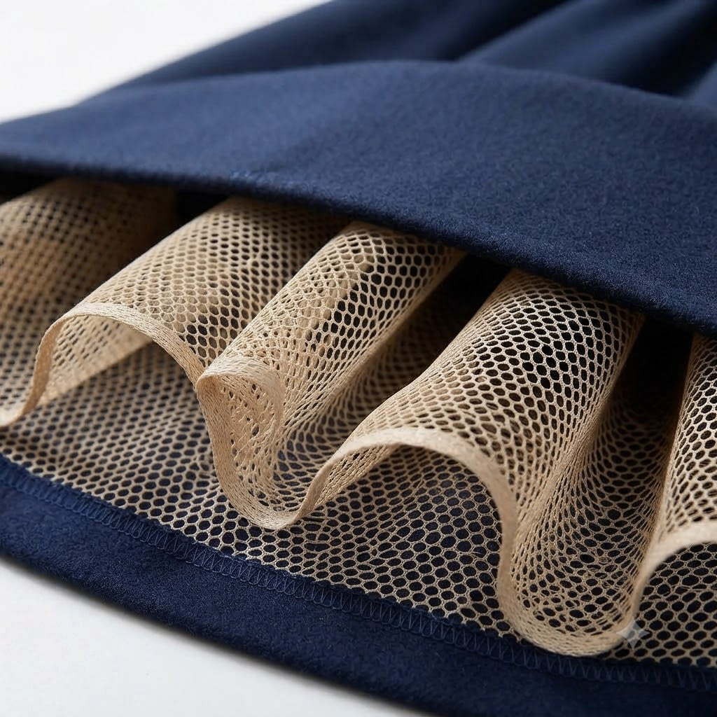 Beige Hexagonal Hard Can-Can Mesh Fabric - 5 Meters