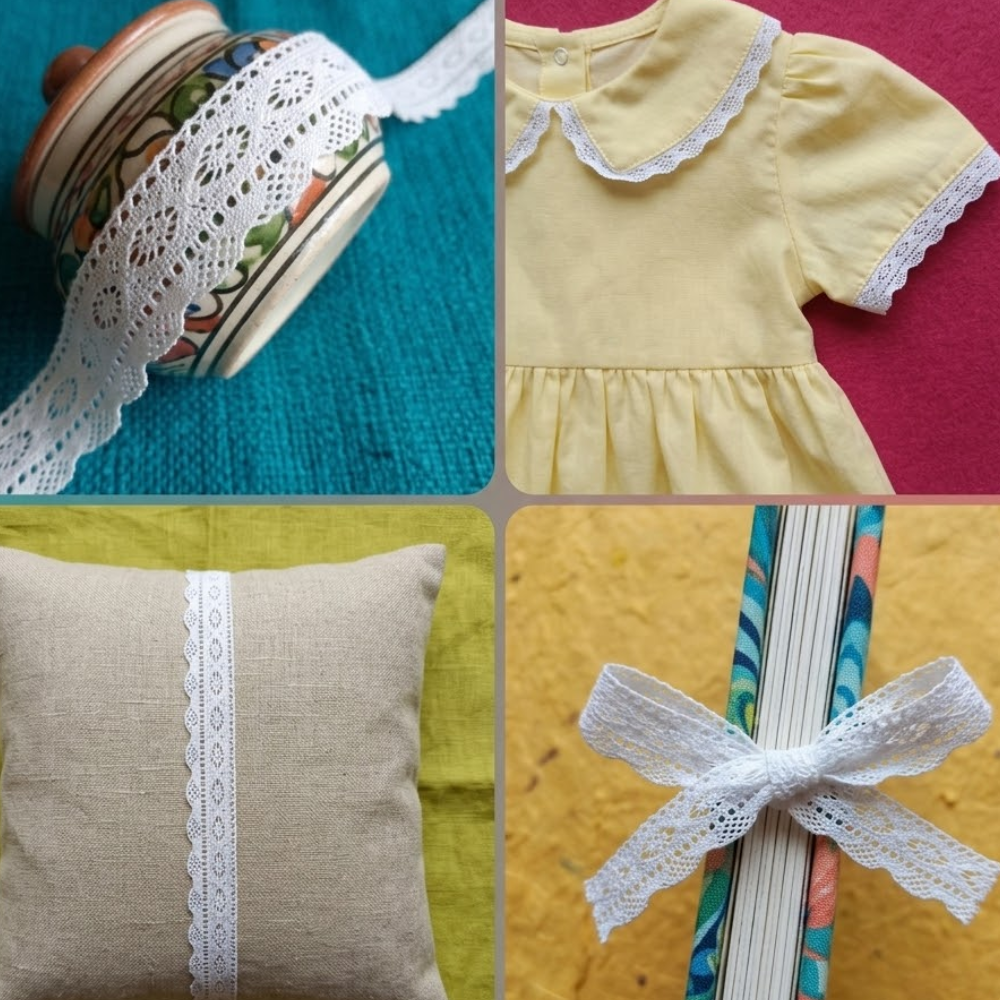 Off White Scalloped Eye Design Cotton Crochet Lace Trim - 5 mtr