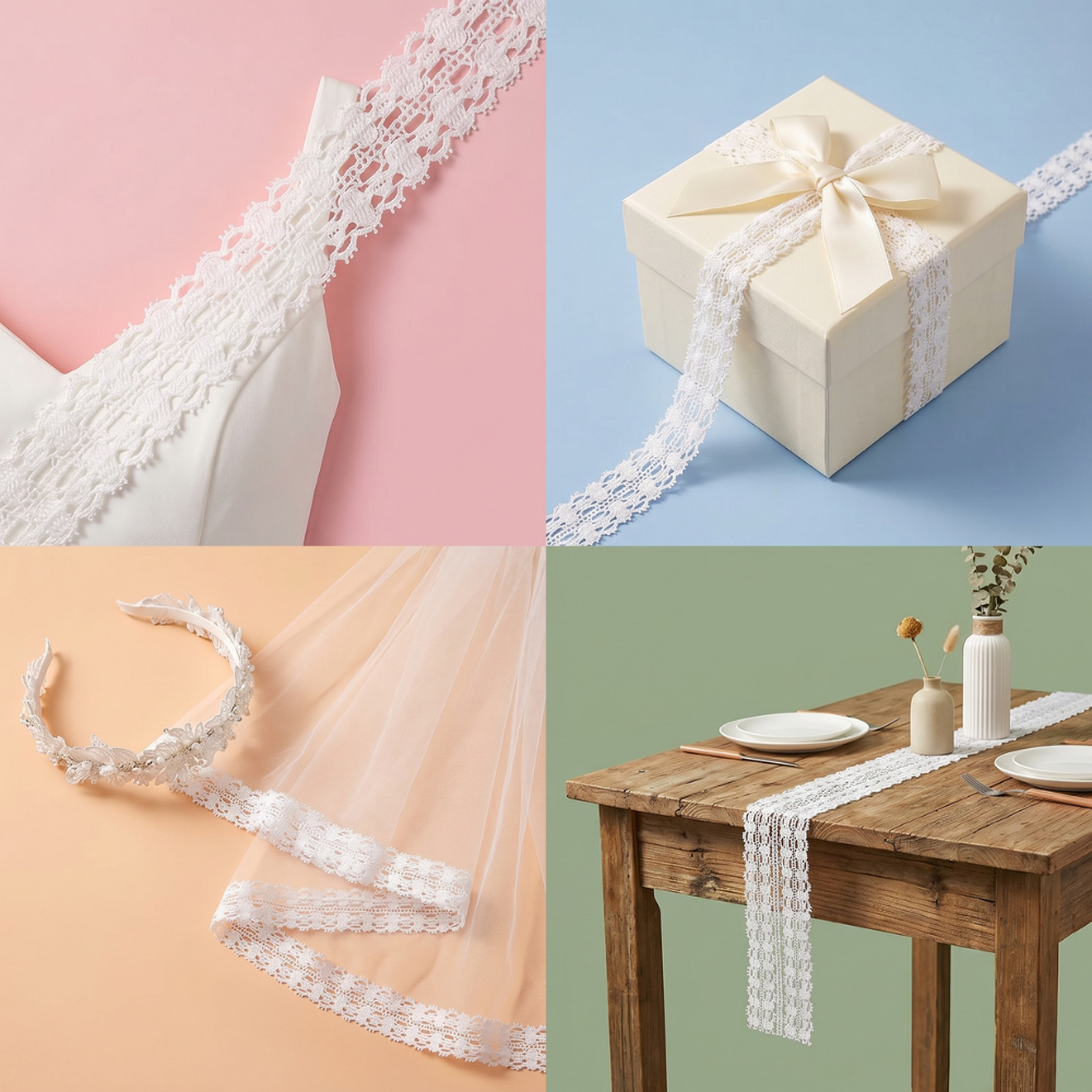 Off White Delicate dual scallop Cotton crochet lace Trim - 5 mtr