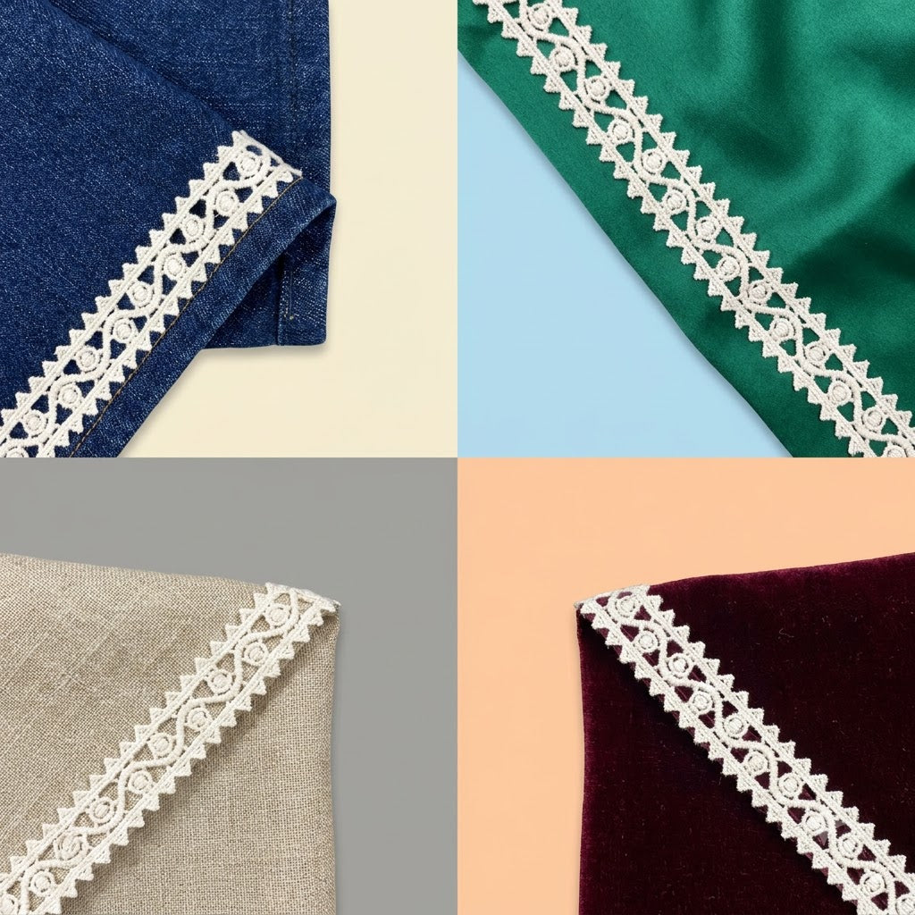 Natural Floral Chemical Cotton Lace - 5mtr