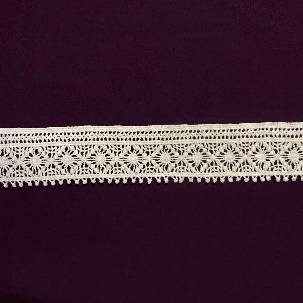 Natural Floral Chemical Cotton Lace - 5mtr