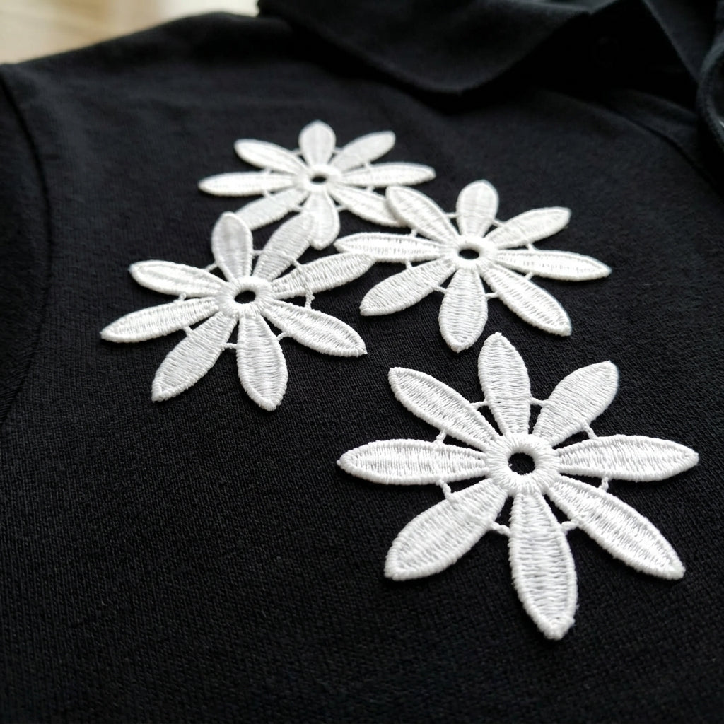 Off White Flower Chemical Patches – Pack of 2