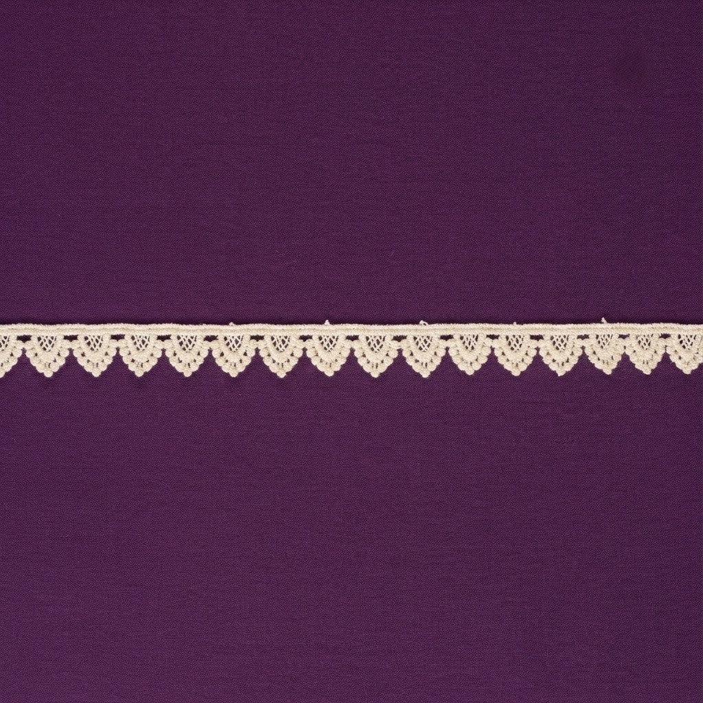 Natural Picot Edge Chemical Cotton Lace - 25 mtr