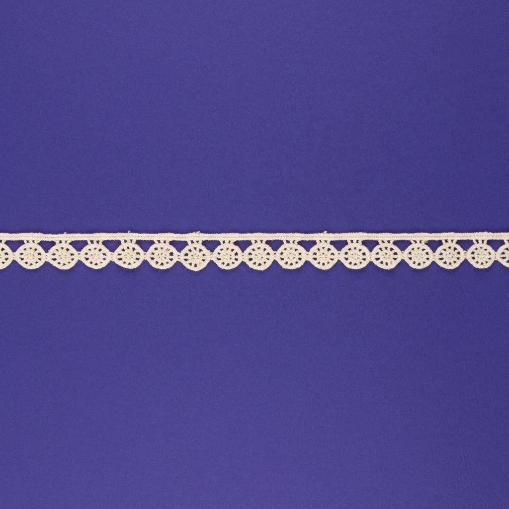 Natural Circular Floral Medallion Chemical Cotton Lace - 25mtr