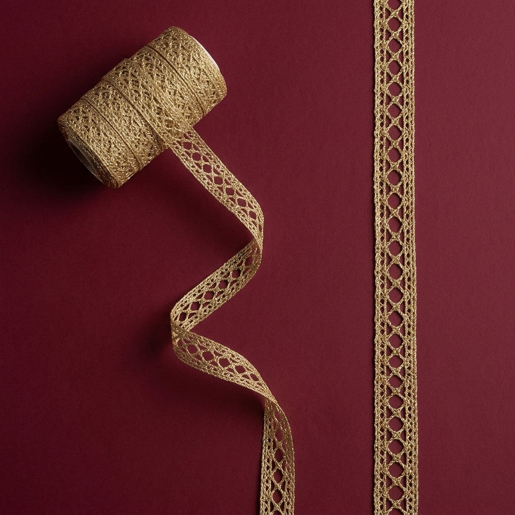 Golden Diamond Lattice Crochet Lace Trim - 5 mtr
