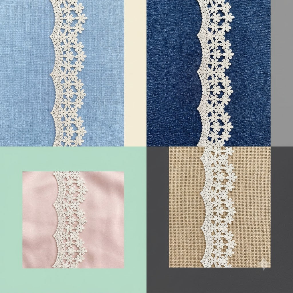 Natural Floral Vine Chemical Cotton Lace - 5mtr