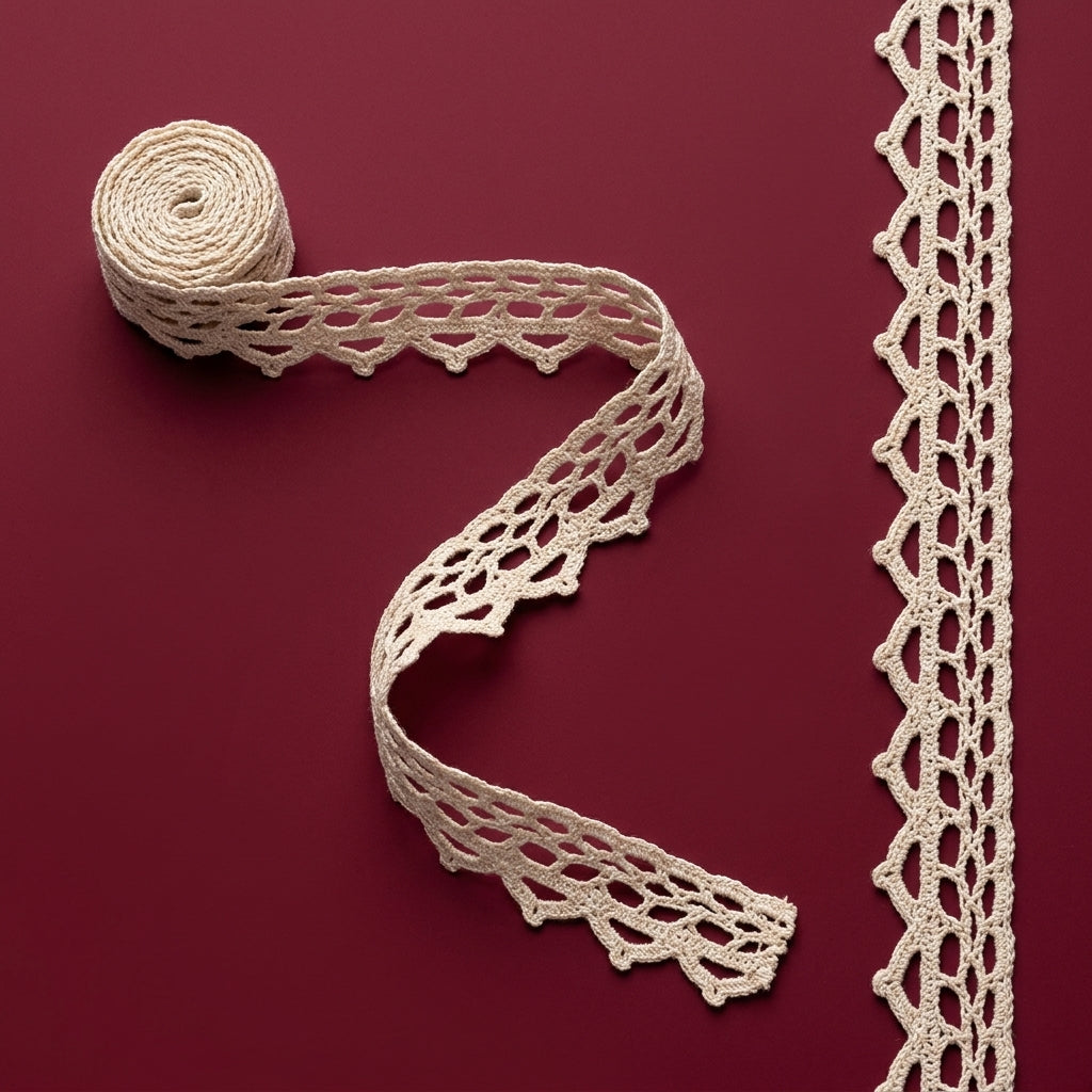 Natural Scalloped Edge Crochet Lace Trim - 5 mtr