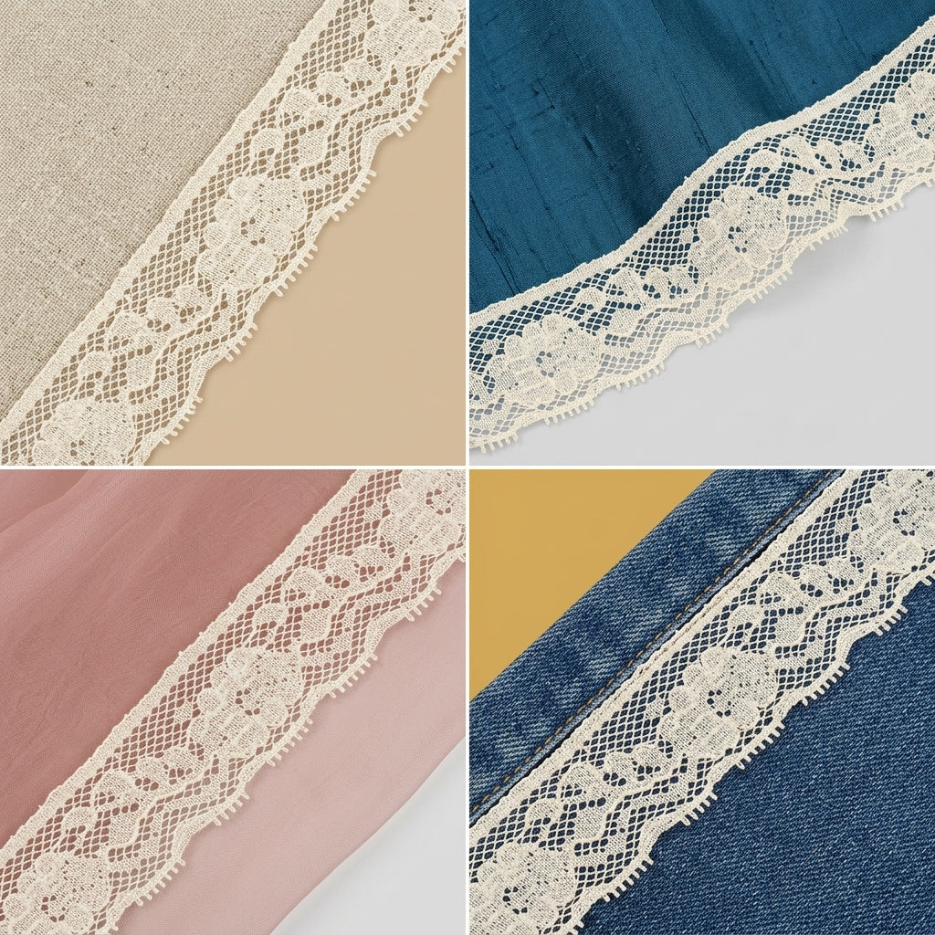 Scalloped Floral Mesh Raschel Lace Trim - 5 Mtr