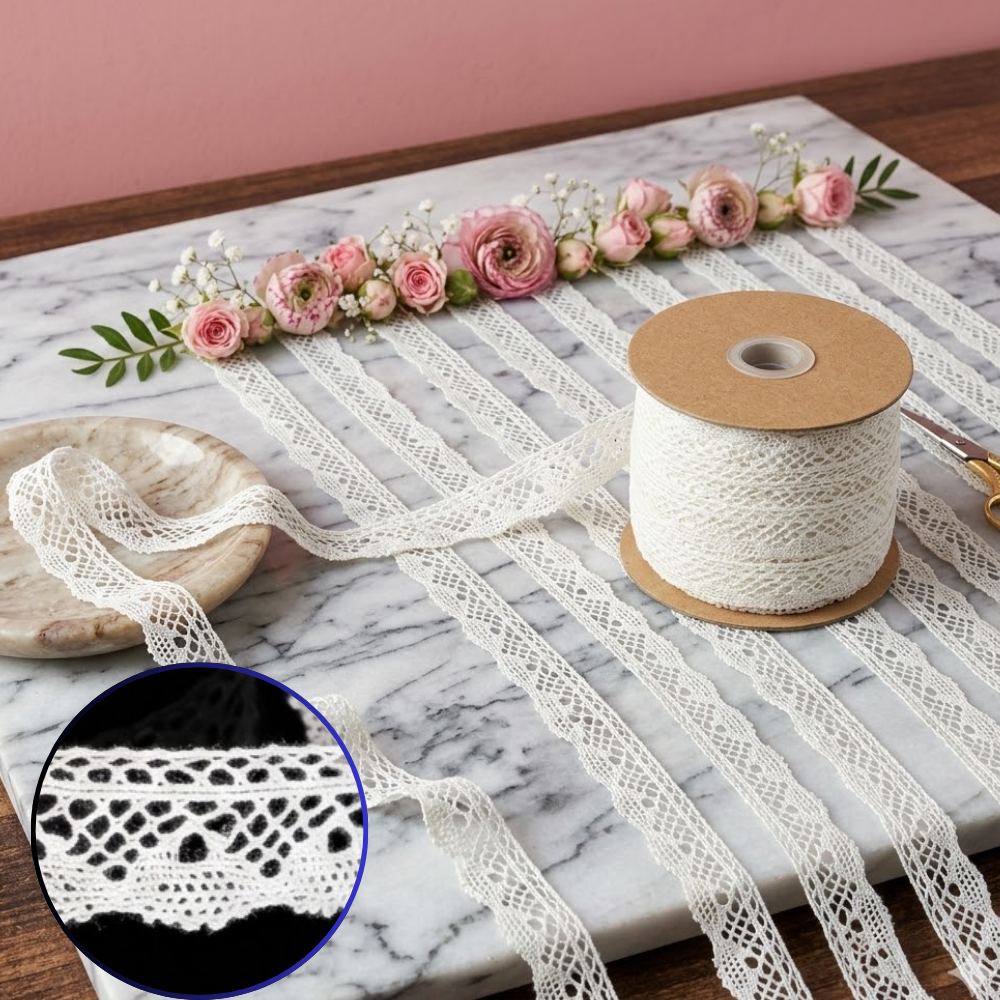 Off White Scallop Cotton Crochet Lace Trim – 5 Mtr