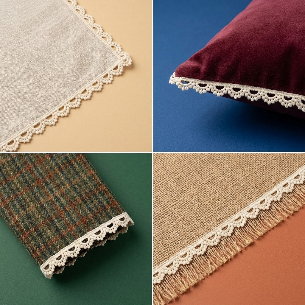 Natural Scalloped Edge Chemical Cotton Lace - 25 mtr