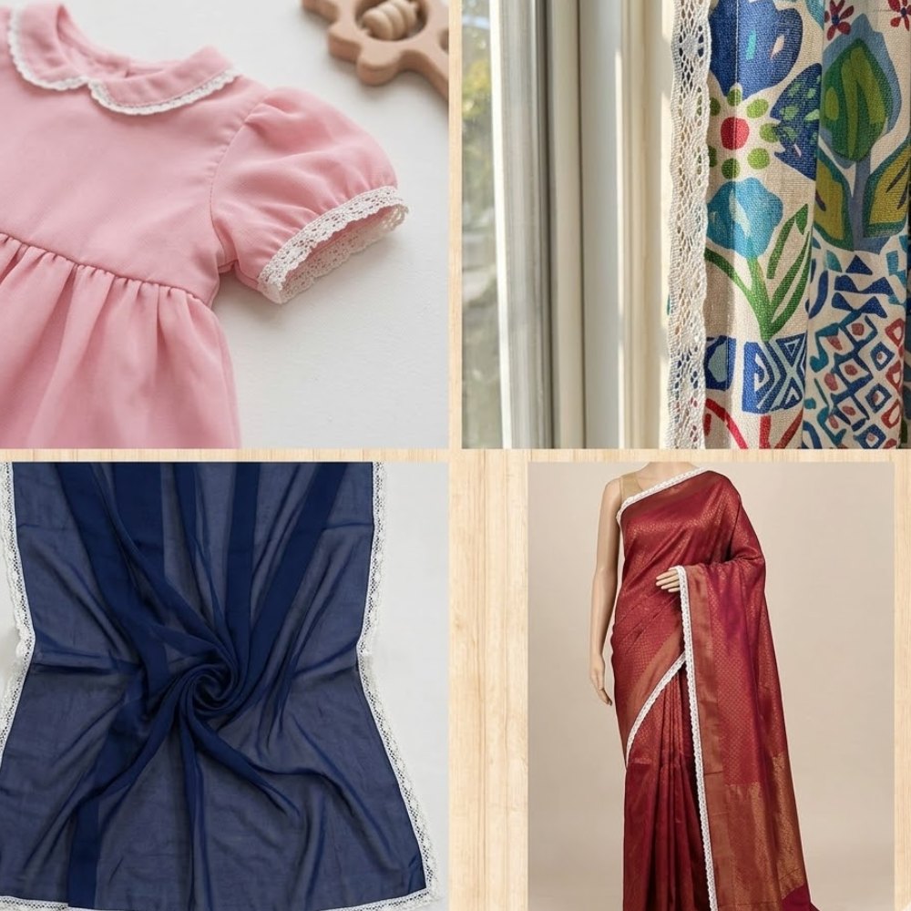 Off White Eye Scallop Cotton Crochet Lace Trim - 5 mtr