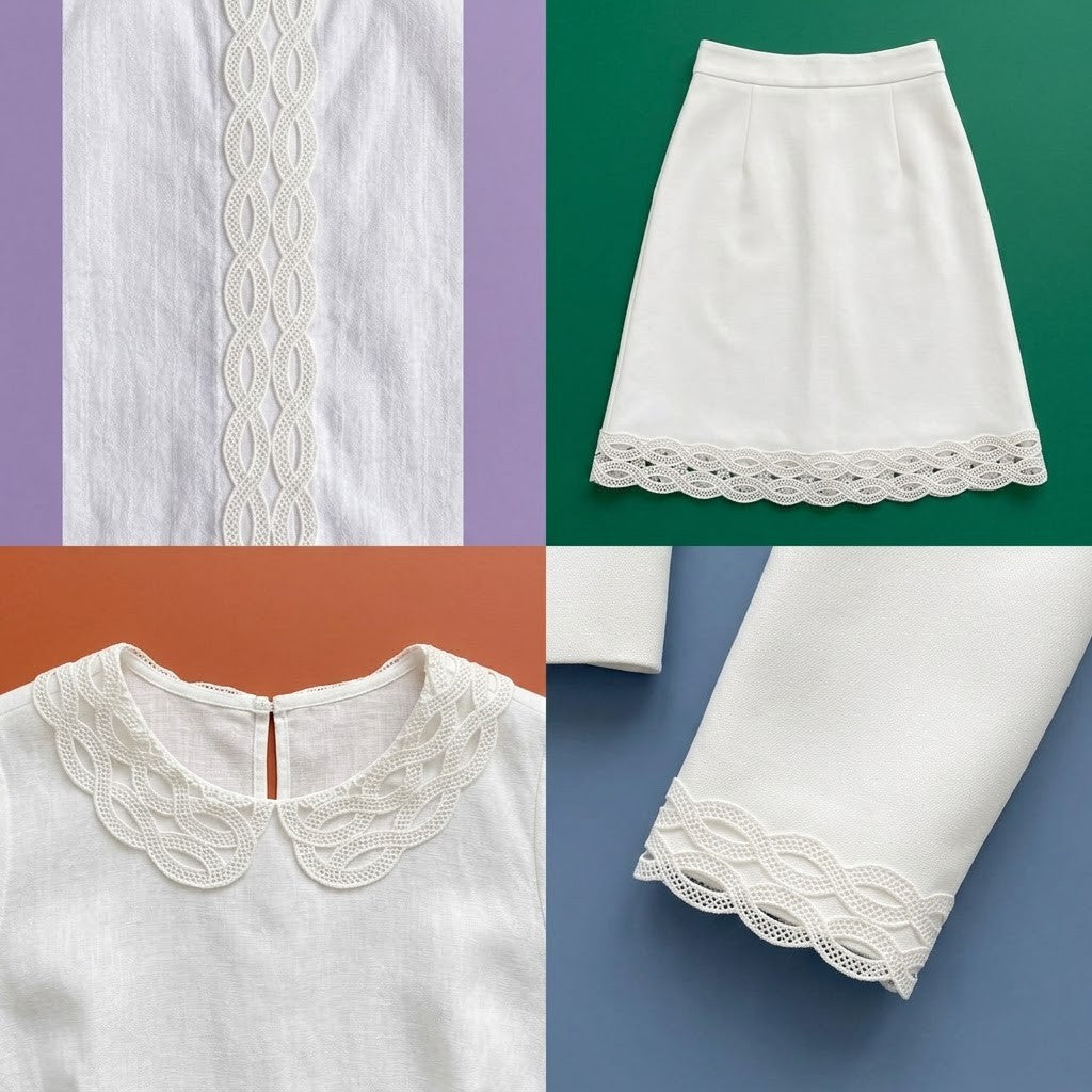 Off-White Interlocking Wave Chemical Lace - 5 mtr