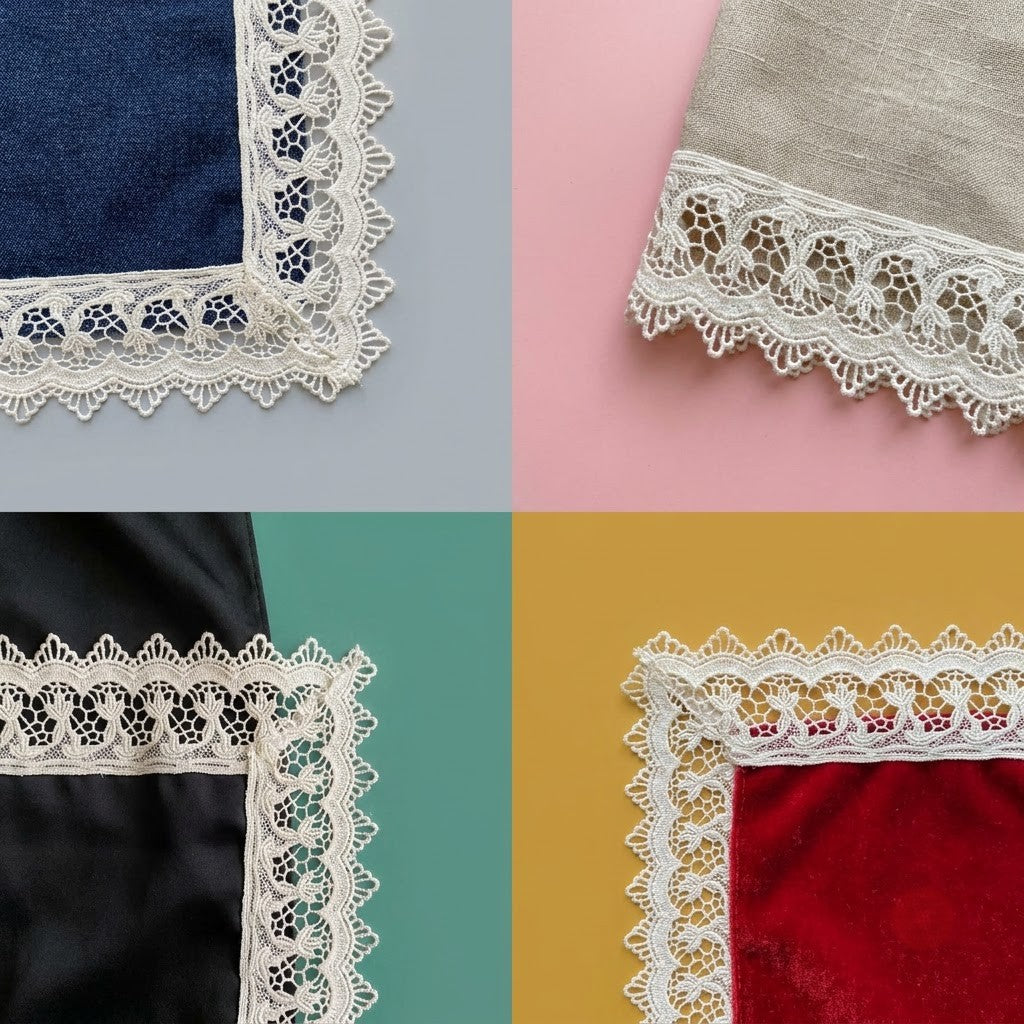 Natural Floral Mesh Chemical Cotton Lace - 5mtr