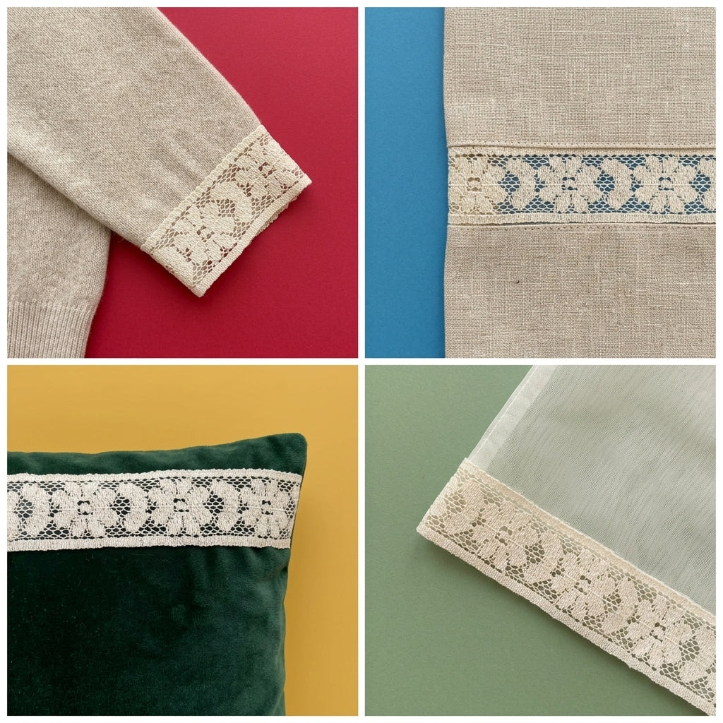 Fine Floral Net Raschel Lace Trim - 5 Mtr