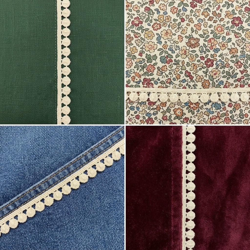 Natural Pom-Pom Chemical Cotton Lace - 100 mtr