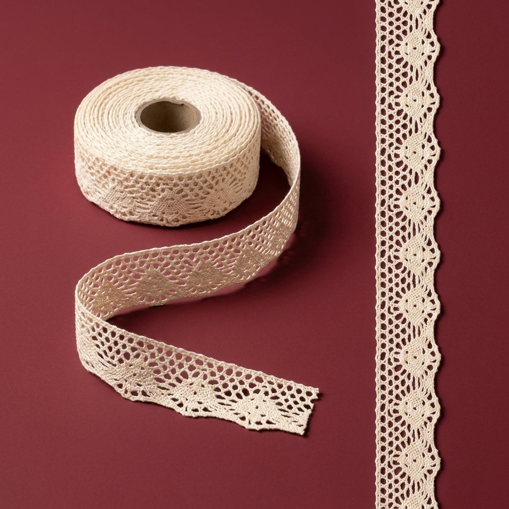Off White Scalloped Edge Crochet Lace Trim - 5 mtr