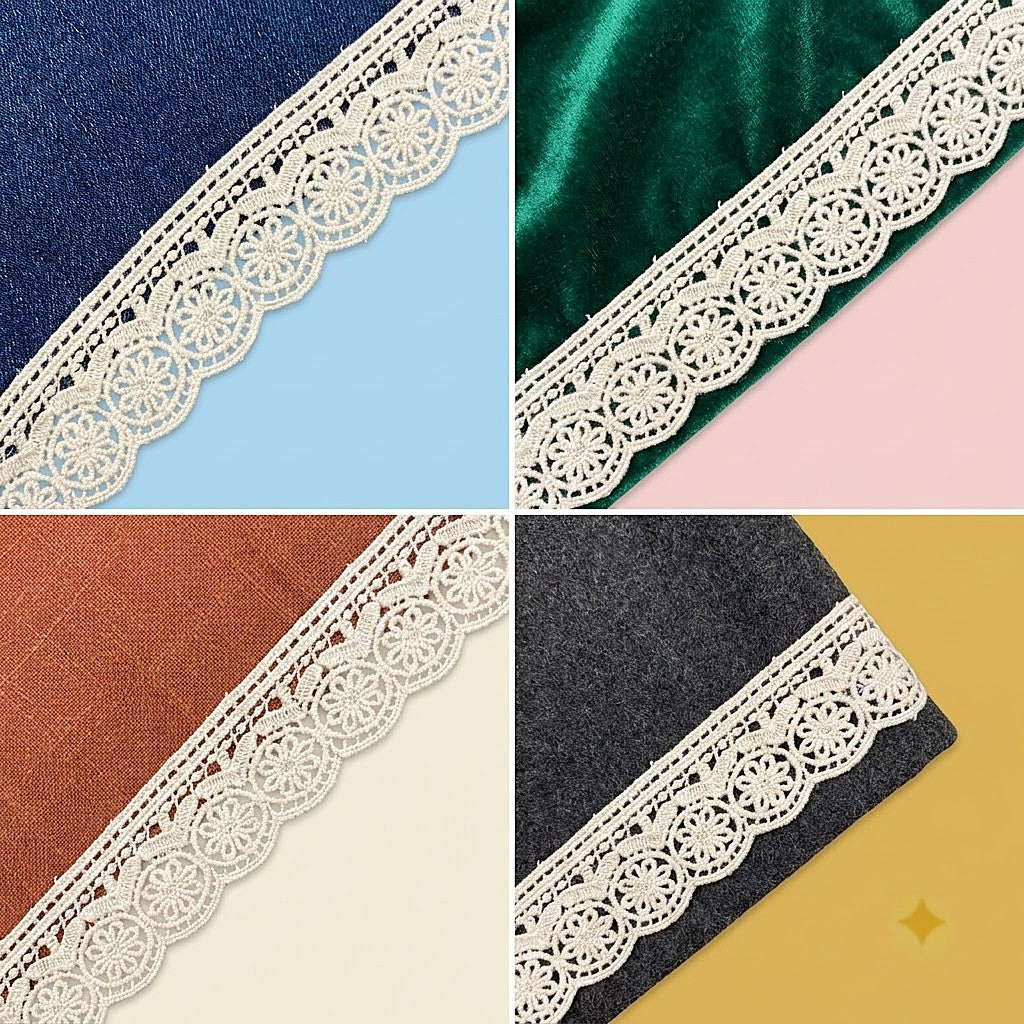 Natural Ornamental Chemical Cotton Lace - 5mtr