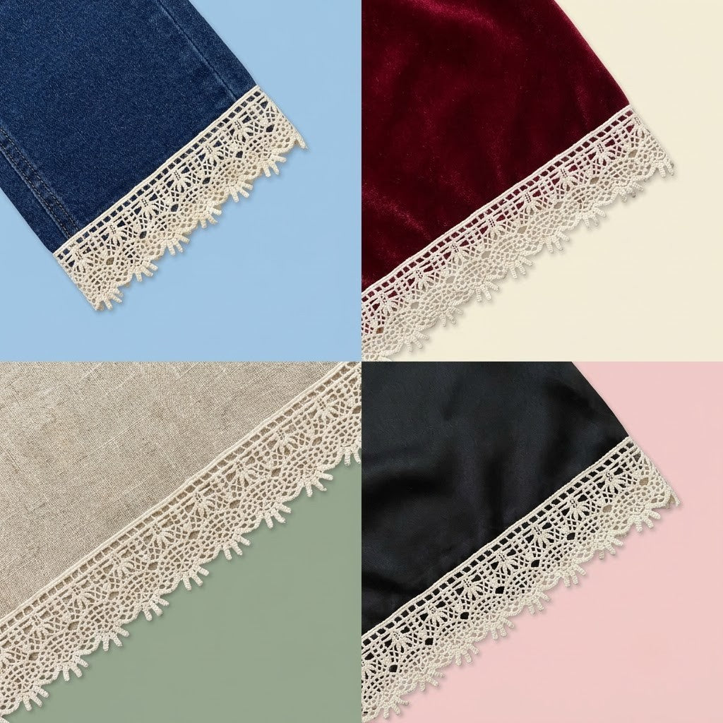 Natural Lattice Chemical Cotton Lace - 5mtr