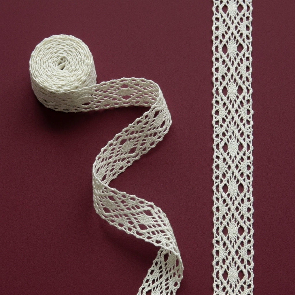 Off White Diamond Cotton Crochet Lace Trim - 5 mtr