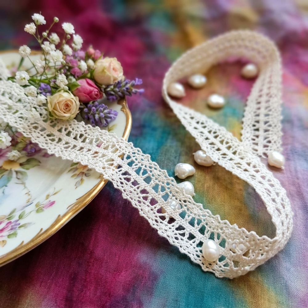 Off White Elegant Crochet Eye Scallop Lace Trim- 5 mtr