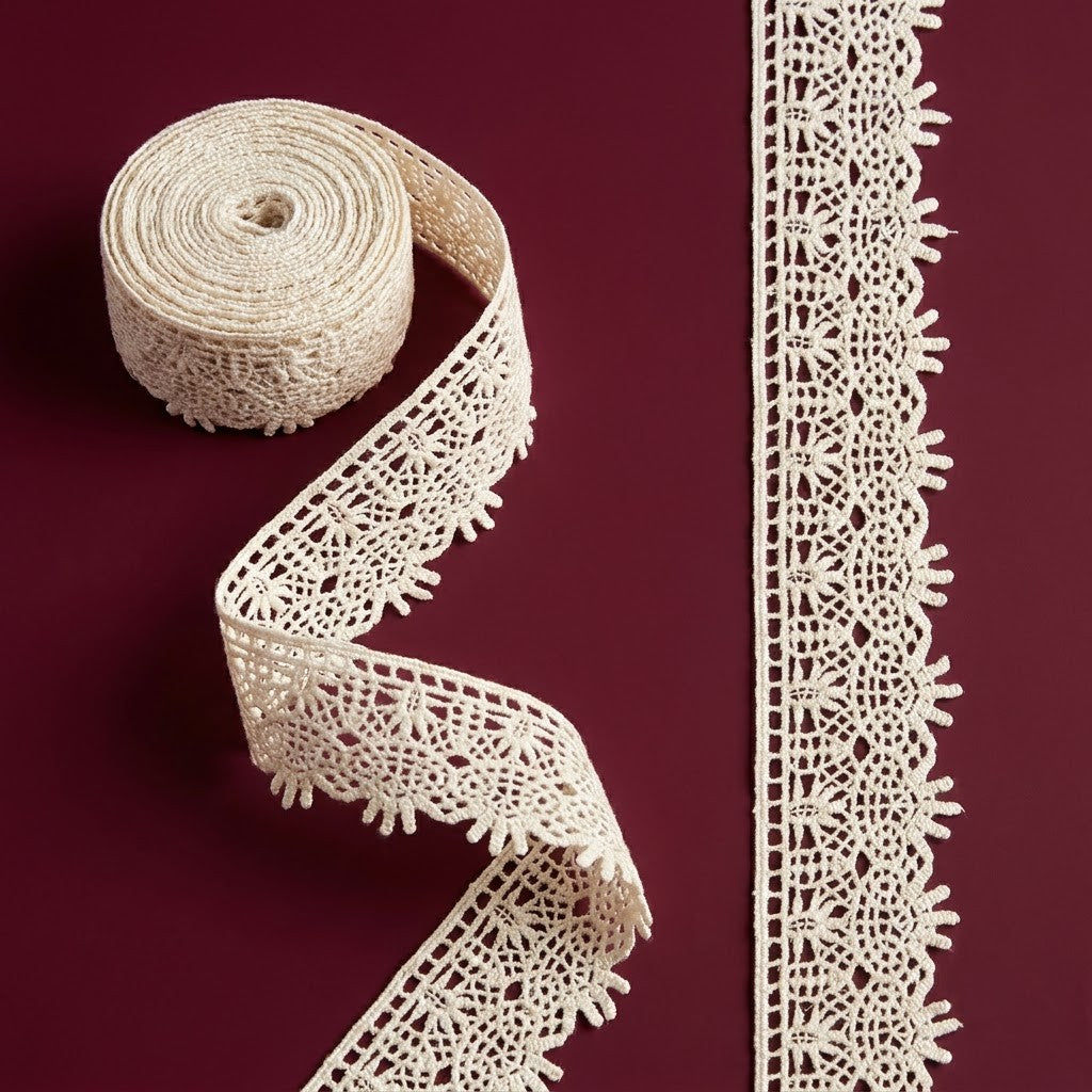 Natural Lattice Chemical Cotton Lace - 5mtr