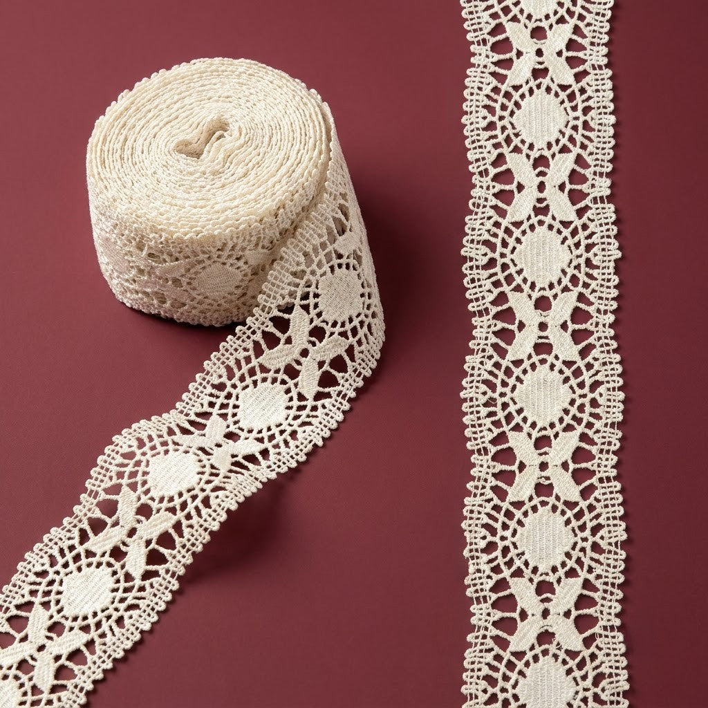 Natural Medallion Chemical Cotton Lace - 5mtr