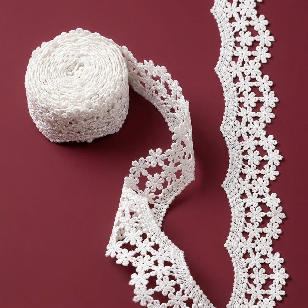 Natural Floral Vine Chemical Cotton Lace - 5mtr