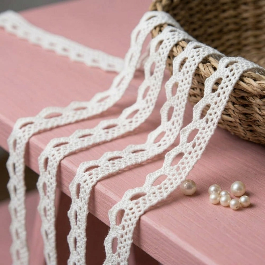 Off White Cotton Kingri Crochet Lace Trim - 5 Mtr