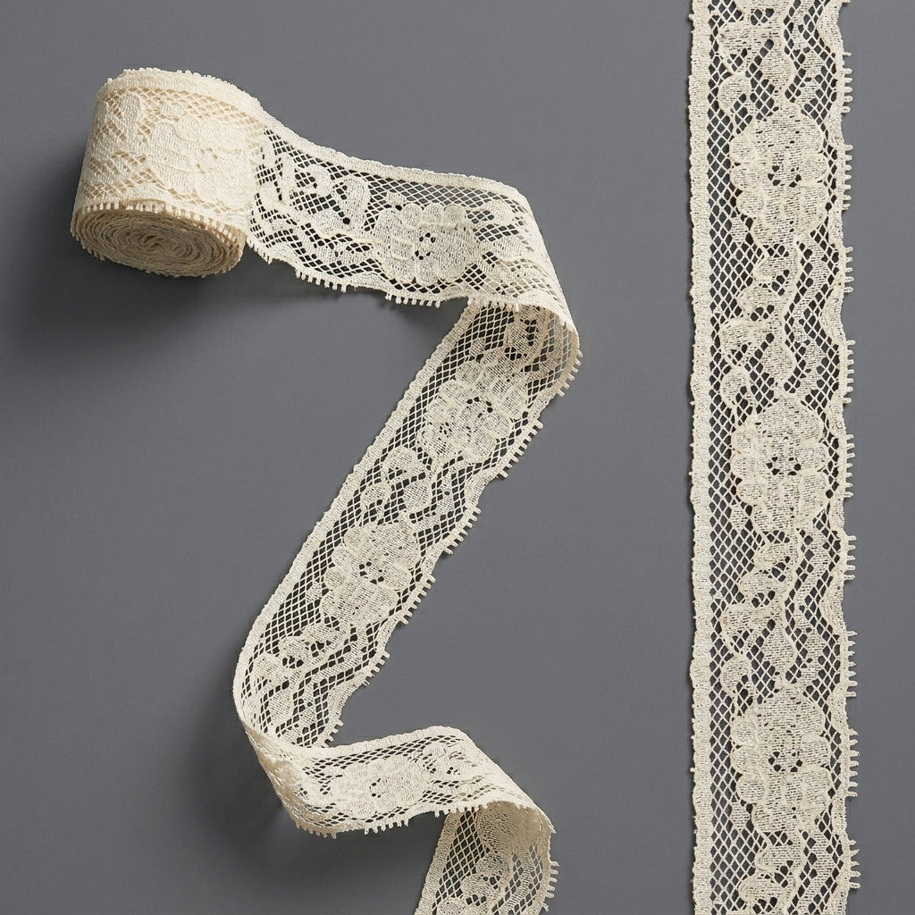 Scalloped Floral Mesh Raschel Lace Trim - 5 Mtr
