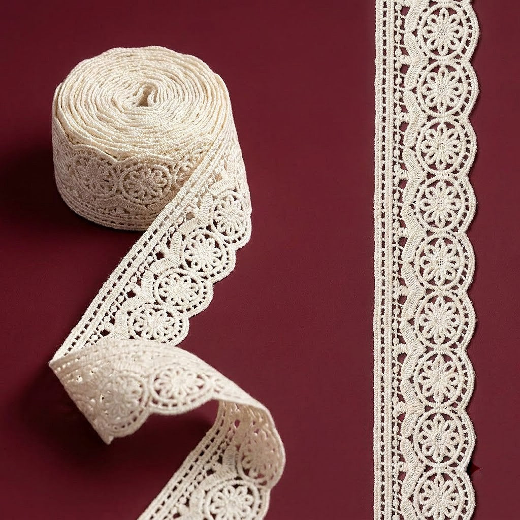 Natural Ornamental Chemical Cotton Lace - 5mtr