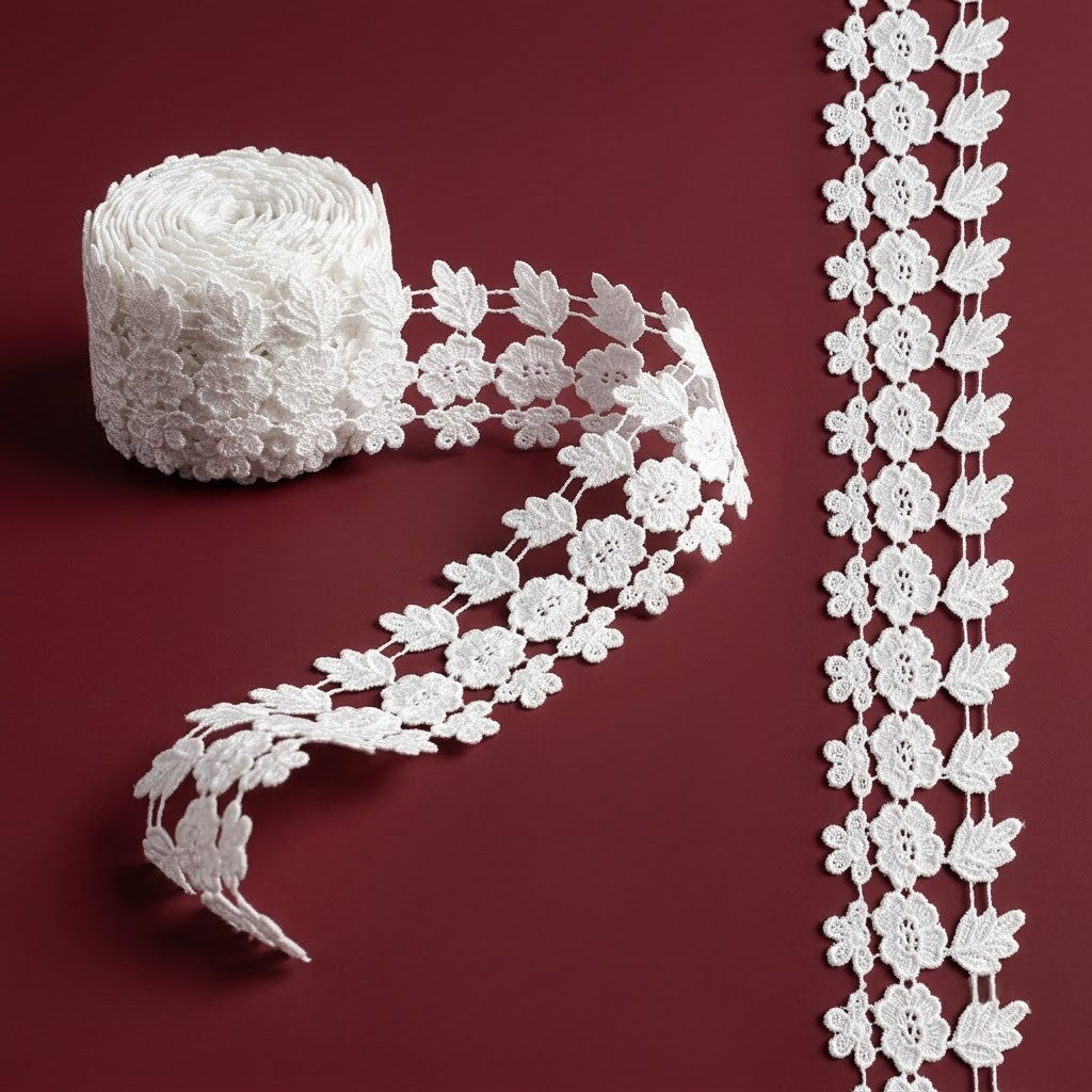 Natural Floral Leaf Chemical Lace - 5 mtr