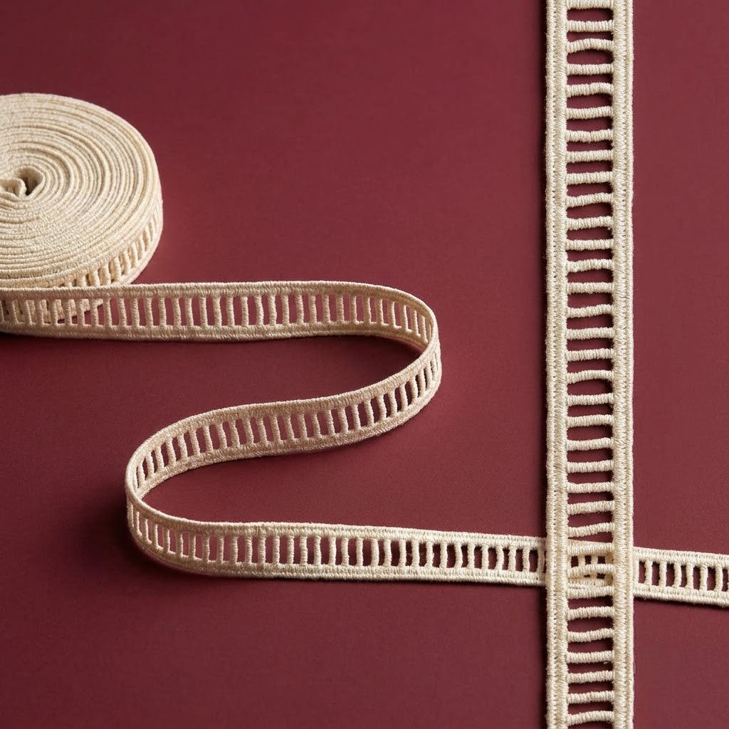 Natural Ladder Stitch Chemical Cotton Lace - 25 mtr