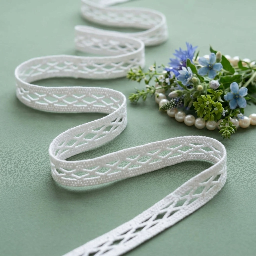 Natural Criss-Cross Cotton Crochet Lace Trim - 5 mtr