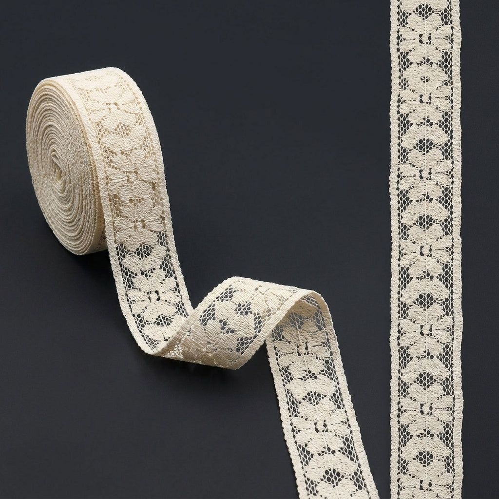 Fine Floral Net Raschel Lace Trim - 5 Mtr