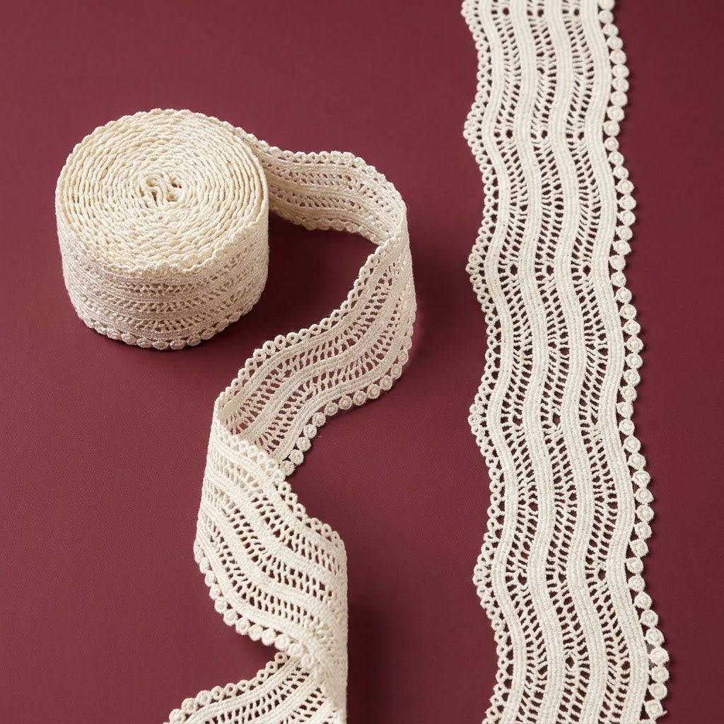 Natural Wavy Chemical Cotton Lace - 5mtr